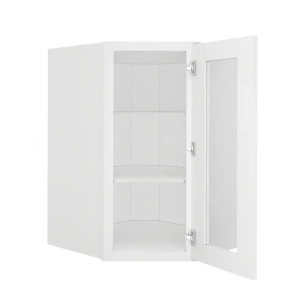 Glass Door Diagonal Corner Wall Cabinet - 24"W x 36"H