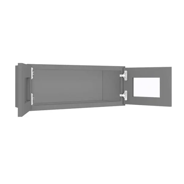 Glass Door Wall Cabinet - 30"W x 12"H
