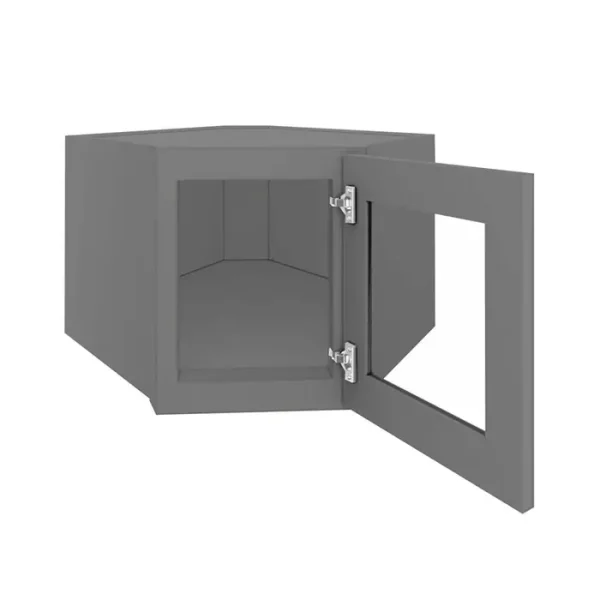 Glass Door Diagonal Corner Wall Cabinet - 24"W x 12"H