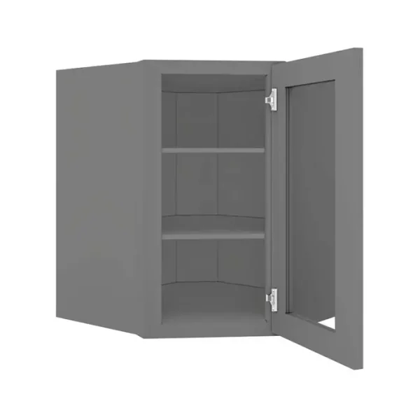 Glass Door Diagonal Corner Wall Cabinet - 24"W x 30"H