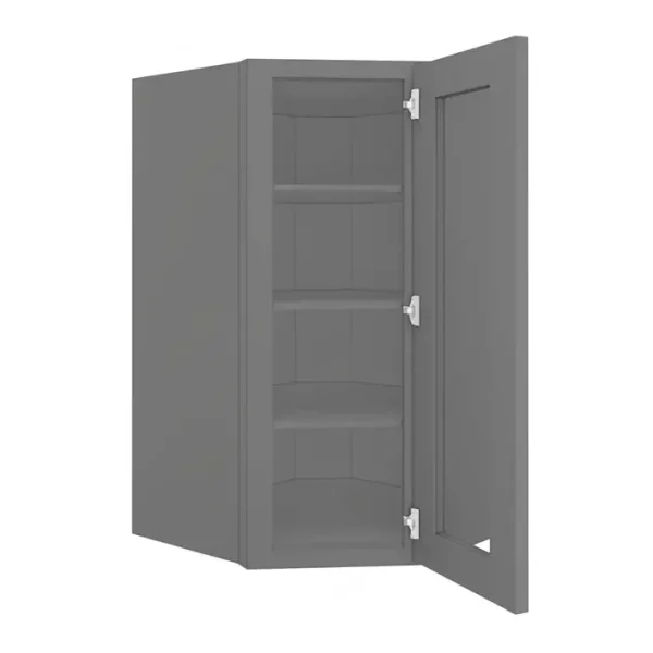 Glass Door Diagonal Corner Wall Cabinet - 24"W x 42"H