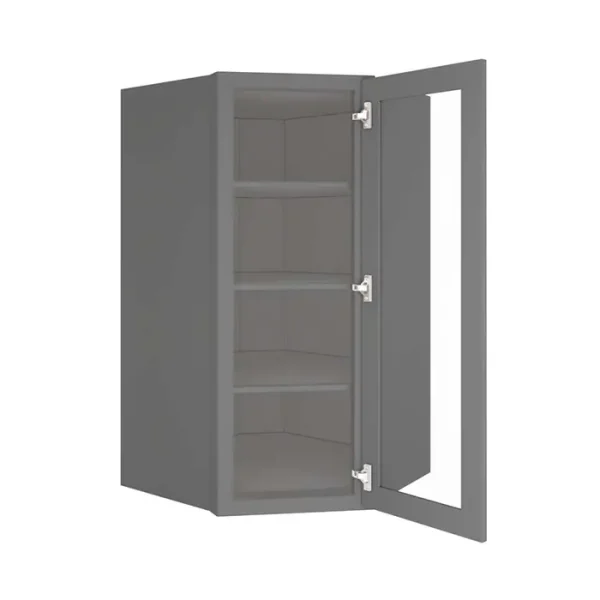 Glass Door Diagonal Corner Wall Cabinet - 27"W x 42"H x 15"D