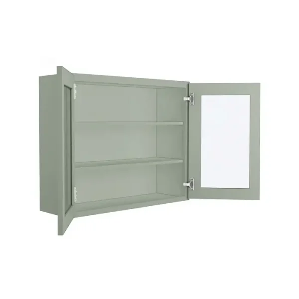Glass Door Wall Cabinet - 36"W x 30"H