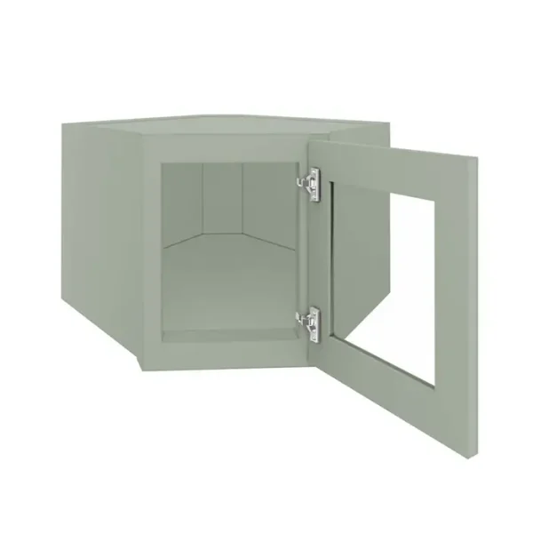 Glass Door Diagonal Corner Wall Cabinet - 24"W x 12"H