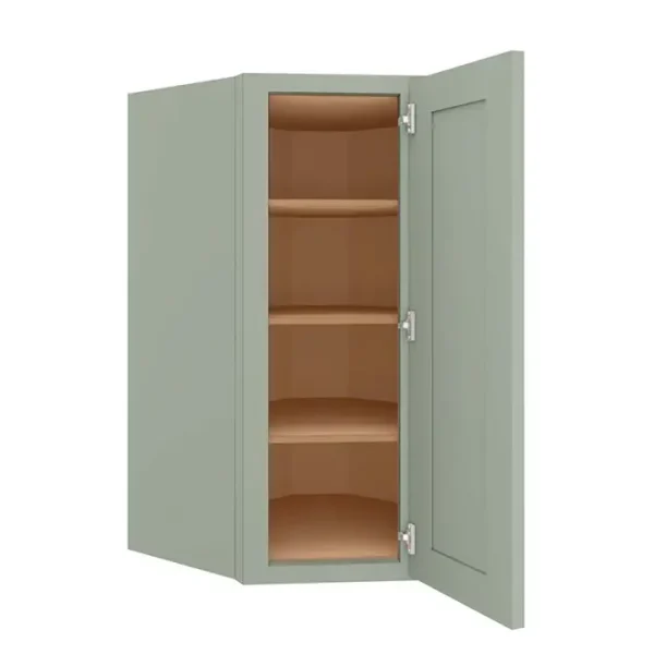 Glass Door Diagonal Corner Wall Cabinet - 24"W x 42"H