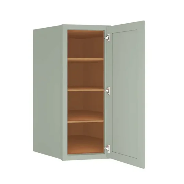 Glass Door Diagonal Corner Wall Cabinet - 27"W x 42"H x 15"D