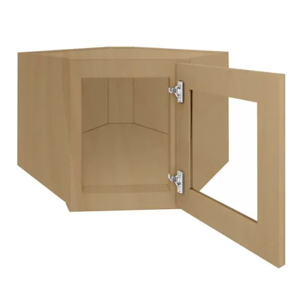 Glass Door Diagonal Corner Wall Cabinet - 24"W x 12"H