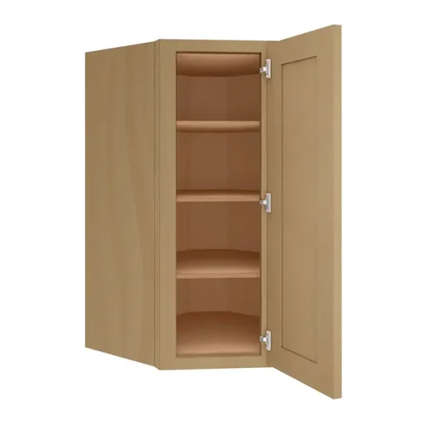 Glass Door Diagonal Corner Wall Cabinet - 24"W x 42"H