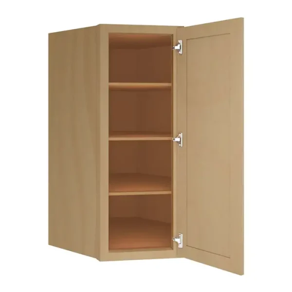 Glass Door Diagonal Corner Wall Cabinet - 27"W x 42"H x 15"D